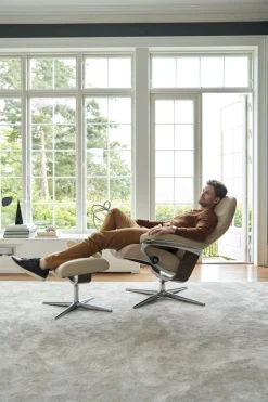 Online Stressless Erik M Relaxfauteuil + Hocker Cognac