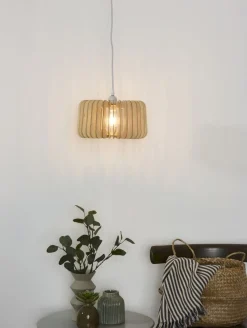 Discount Lucide Etta Hanglamp Naturel, Wit