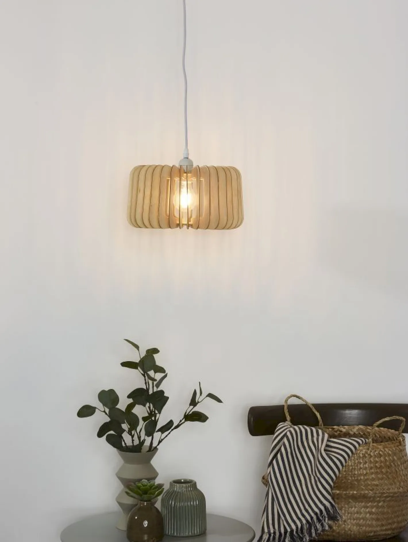 Discount Lucide Etta Hanglamp Naturel, Wit