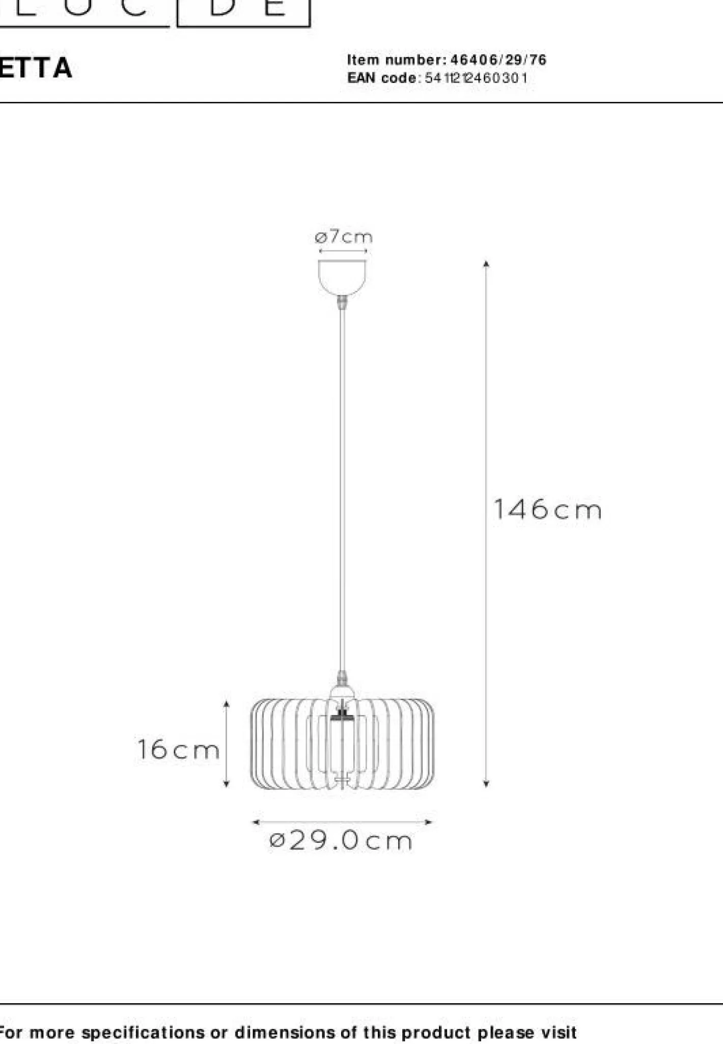 Discount Lucide Etta Hanglamp Naturel, Wit