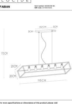 Sale Lucide Fabian Hanglamp Zwart