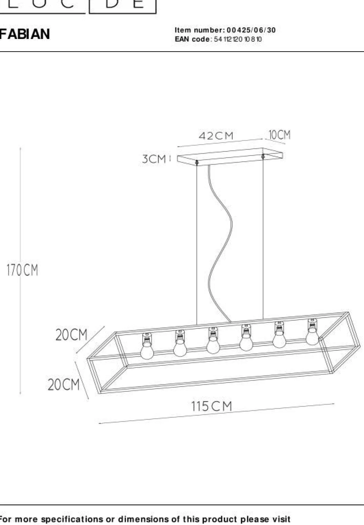 Sale Lucide Fabian Hanglamp Zwart