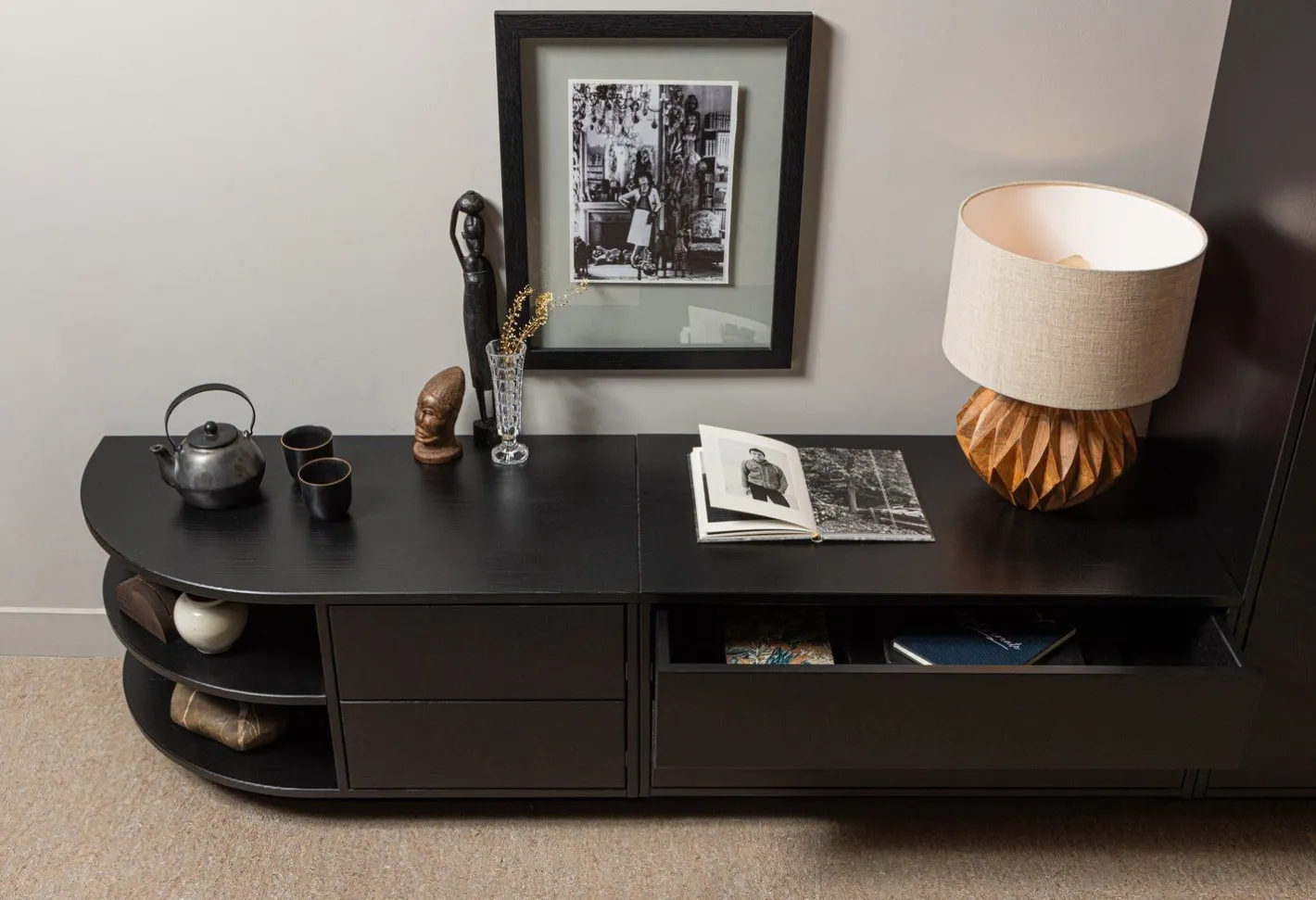 Outlet WOOOD Finca Links TV-meubel Deep Black