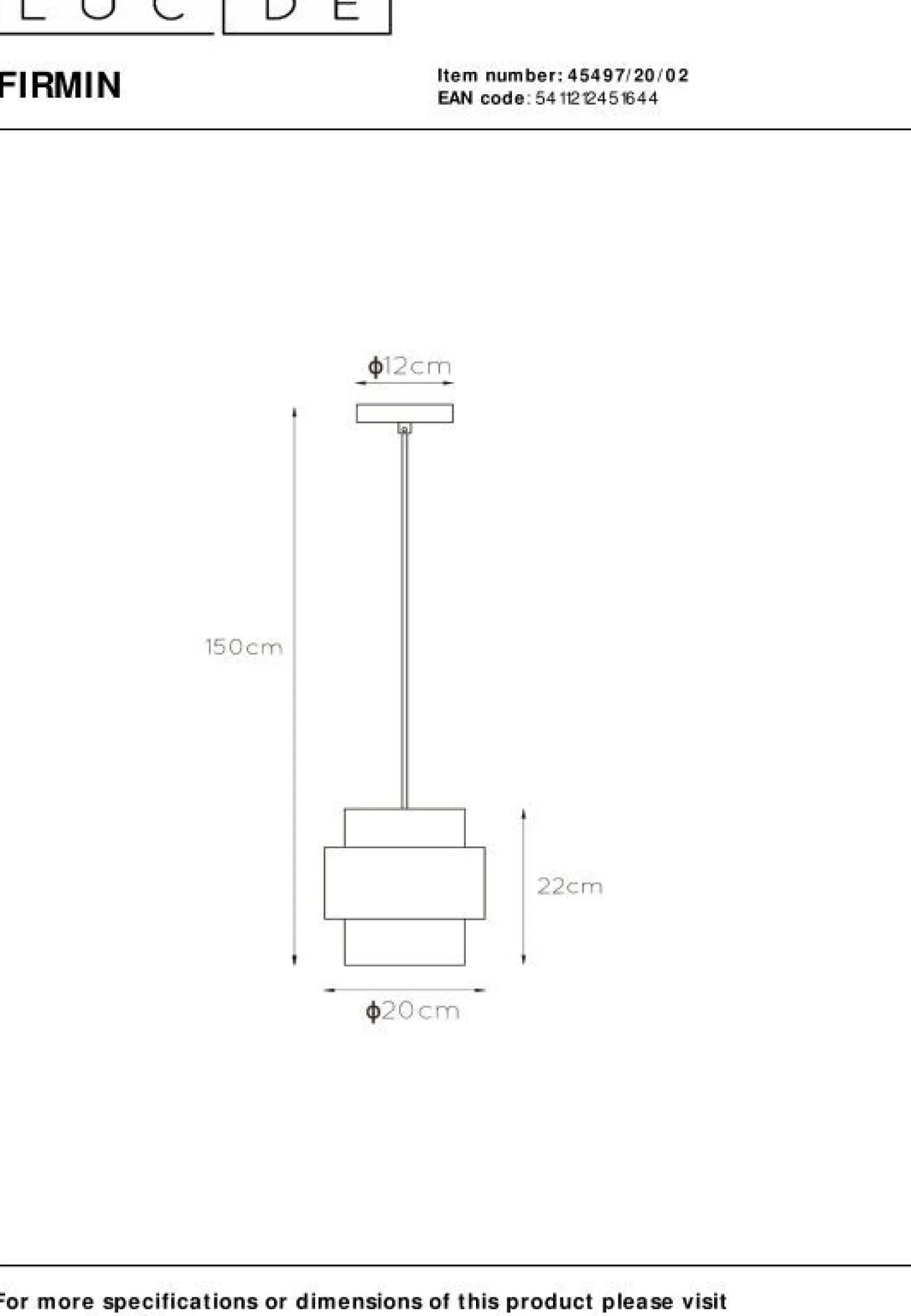 New Lucide Firmin Hanglamp Goud