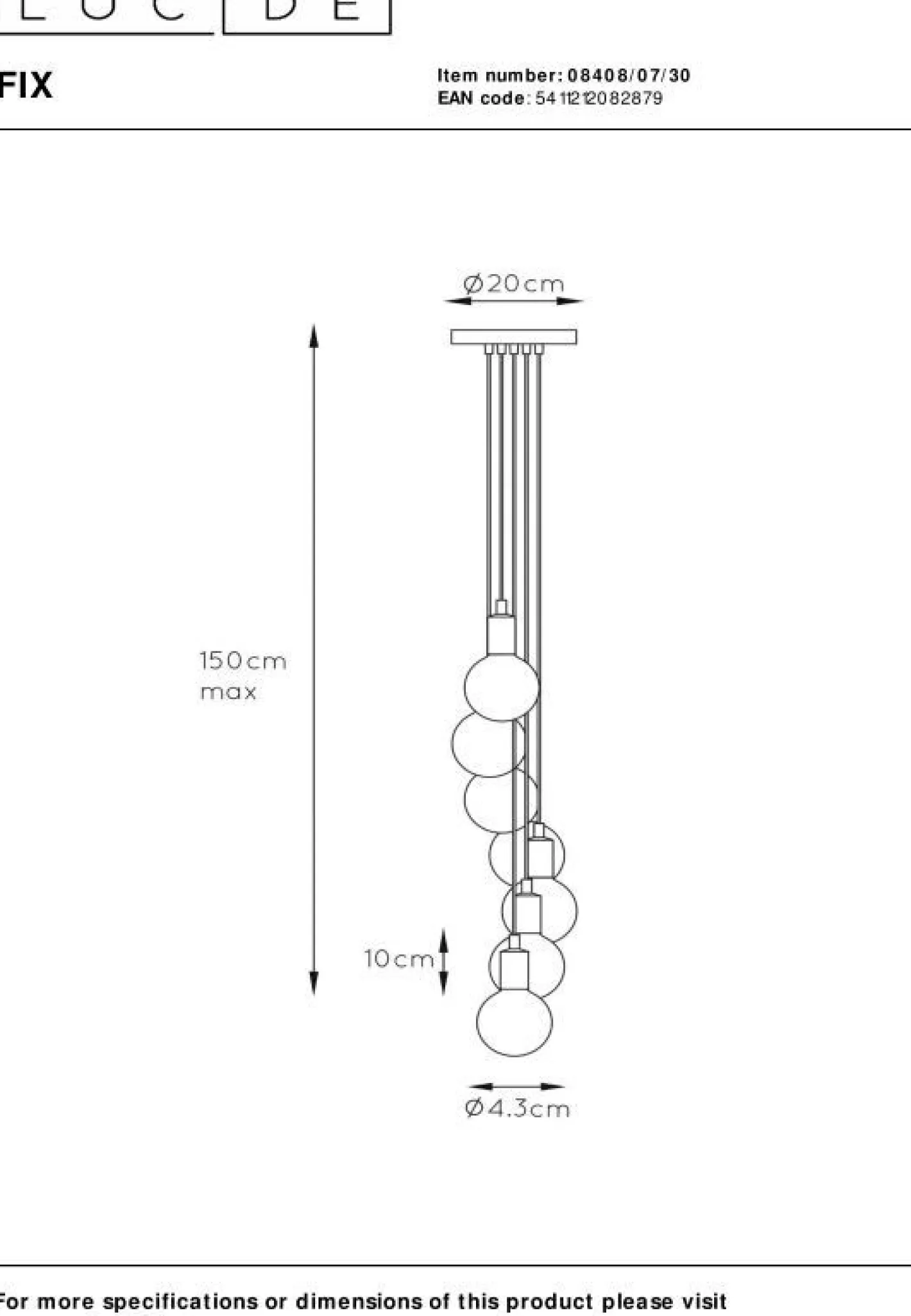 Clearance Lucide Fix Hanglamp Zwart
