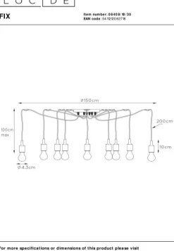 Online Lucide Fix Hanglamp Zwart