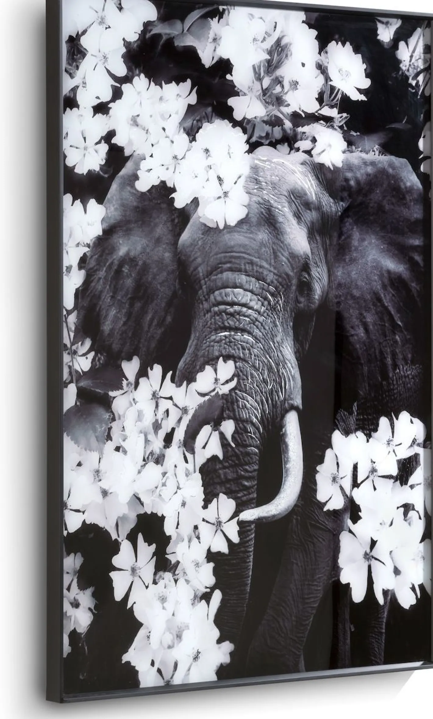 Hot COCO maison Flower Elephant Wanddecoratie Zwart, Grijs, Wit