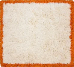 HKLIVING Fluffy Square Vloerkleed Natural Cream, Oranje