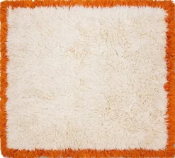 HKLIVING Fluffy Square Vloerkleed Natural Cream, Oranje