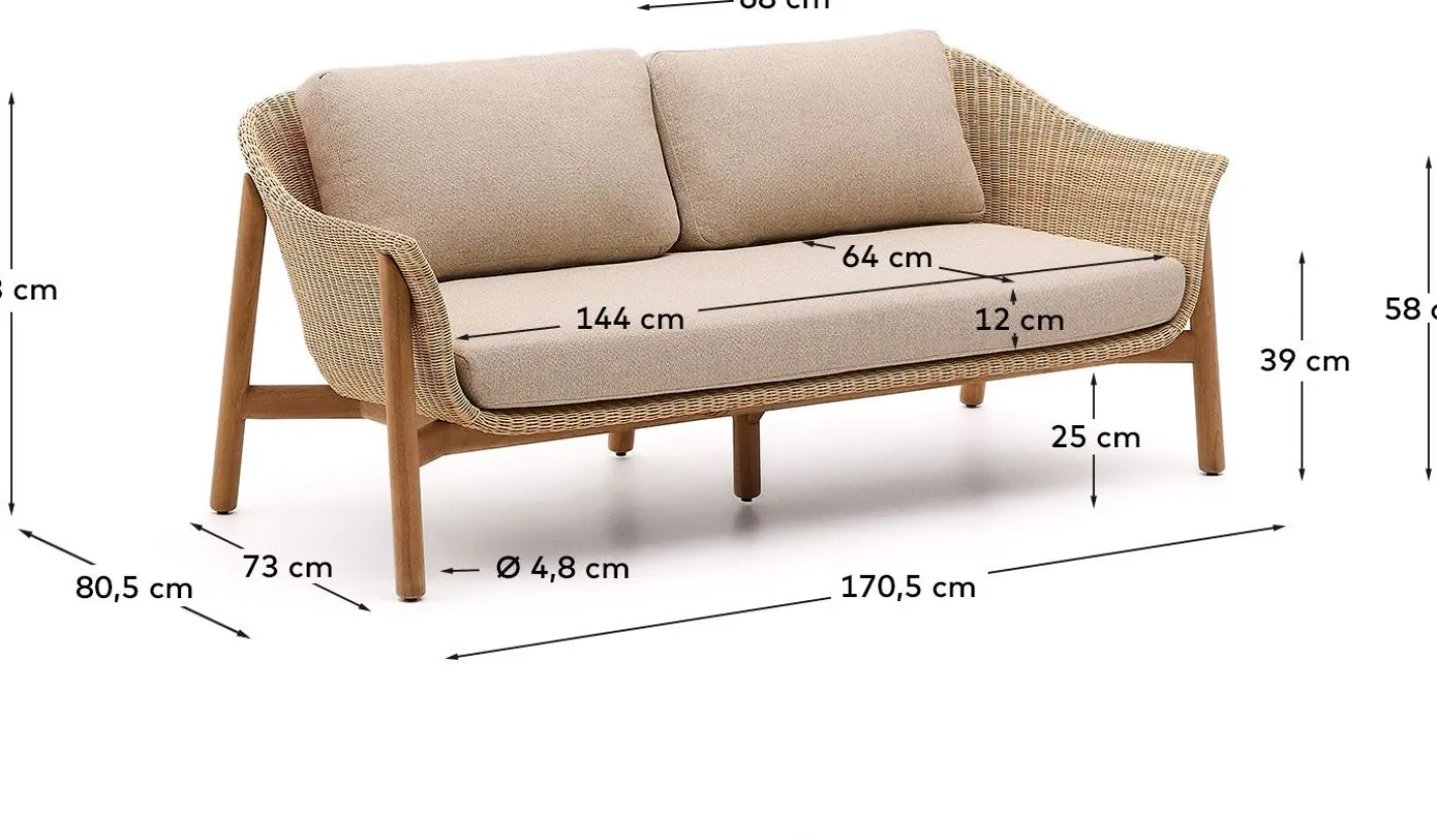 Kave Home Galea Tuinbank Beige, Naturel