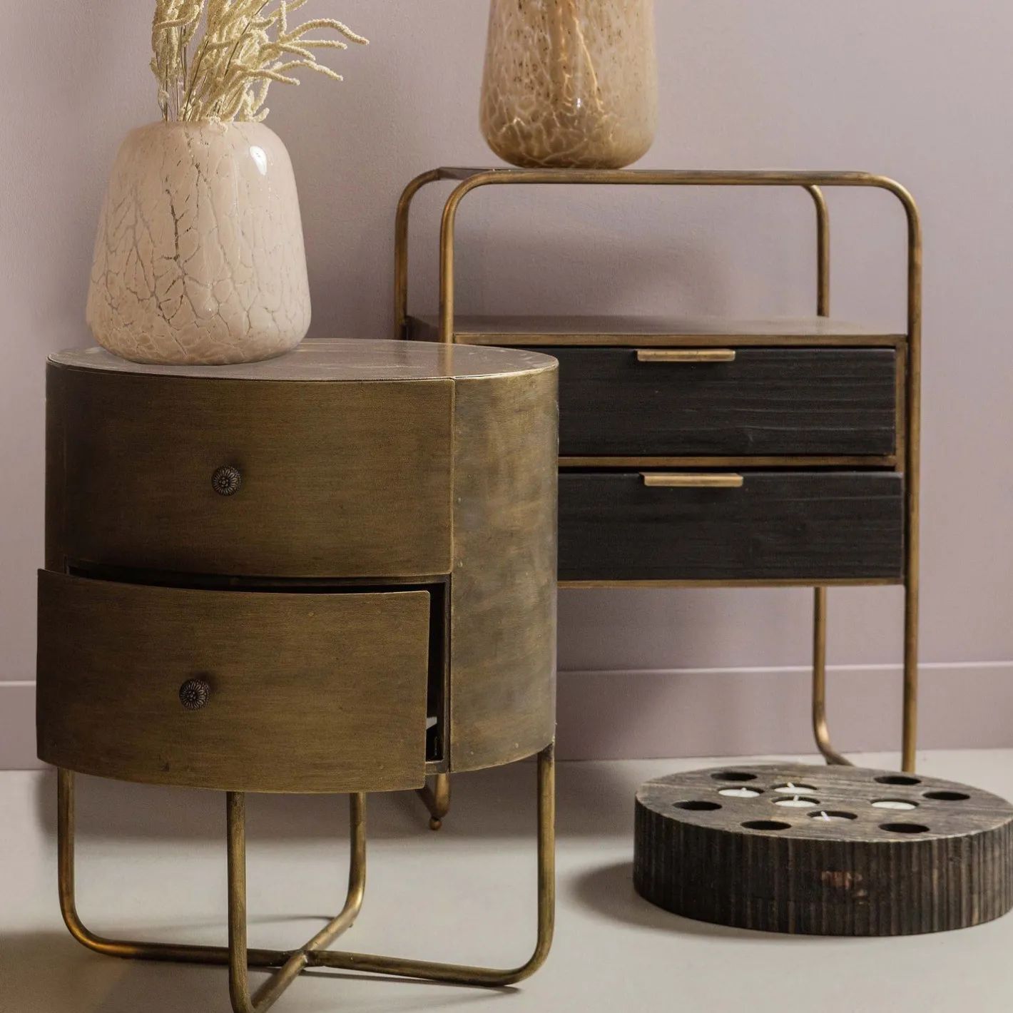 Sale WOOOD Glossy Kast Antique Brass