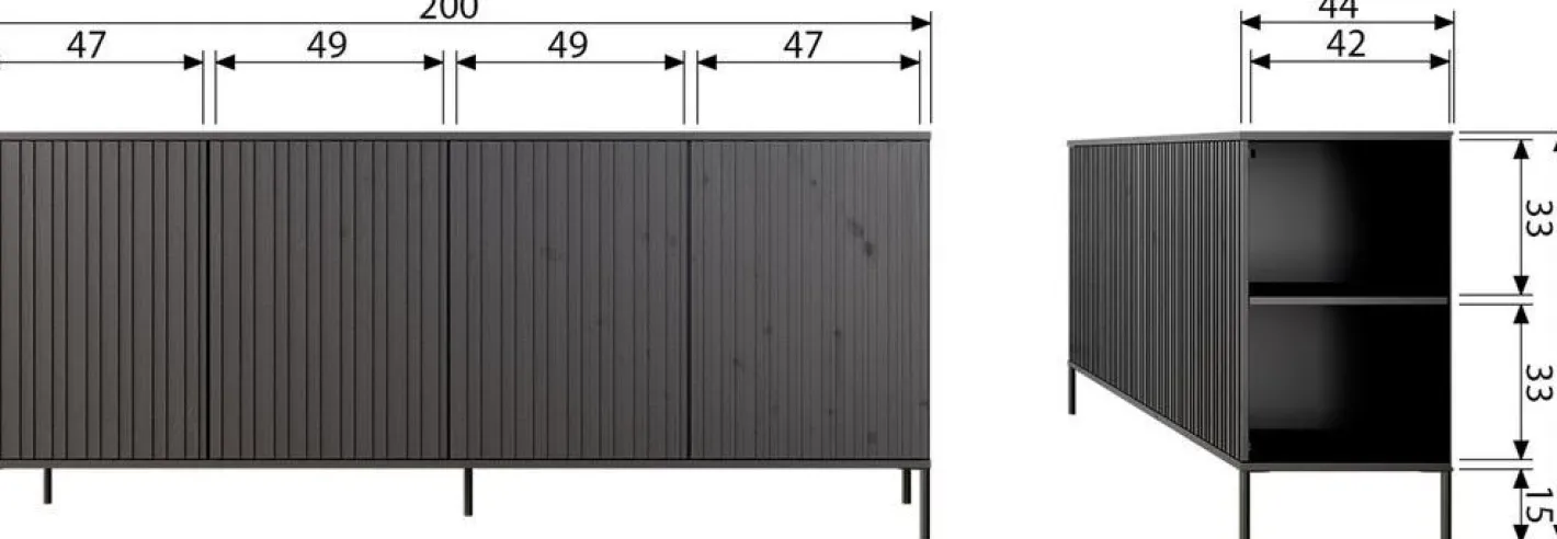 Clearance WOOOD Gravure Dressoir Black