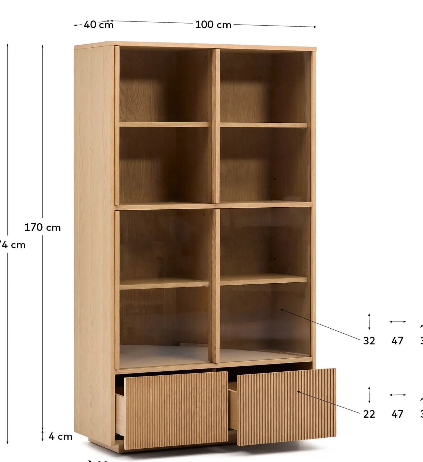 Outlet Kave Home Helvine Vitrinekast Bruin