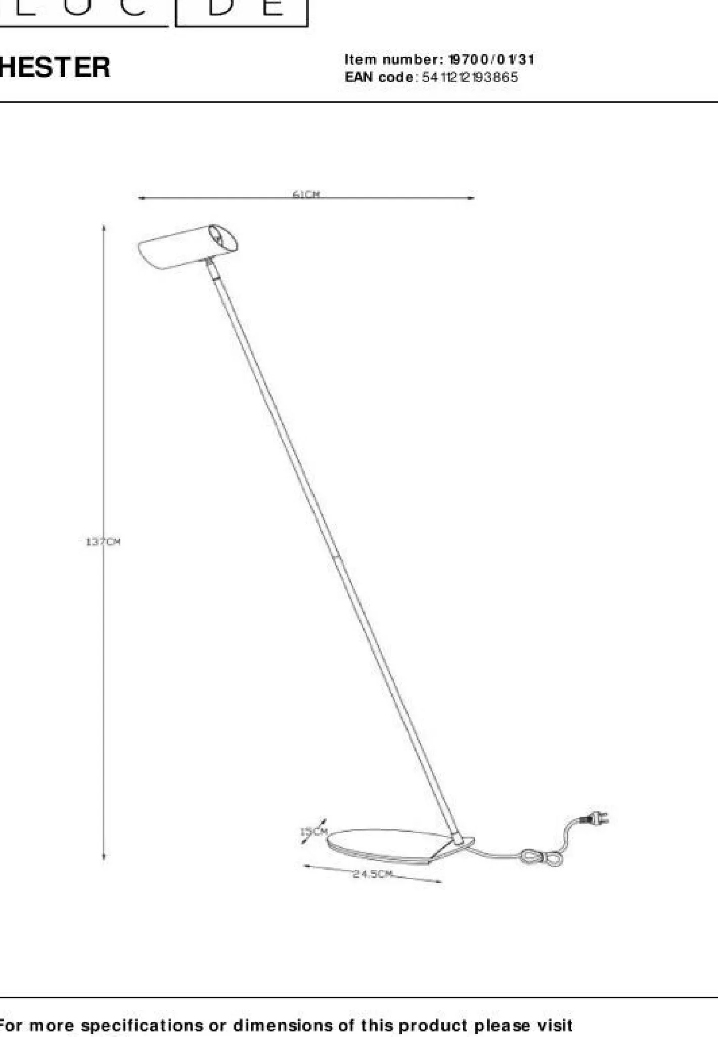 Best Lucide Hester Vloerlamp Wit