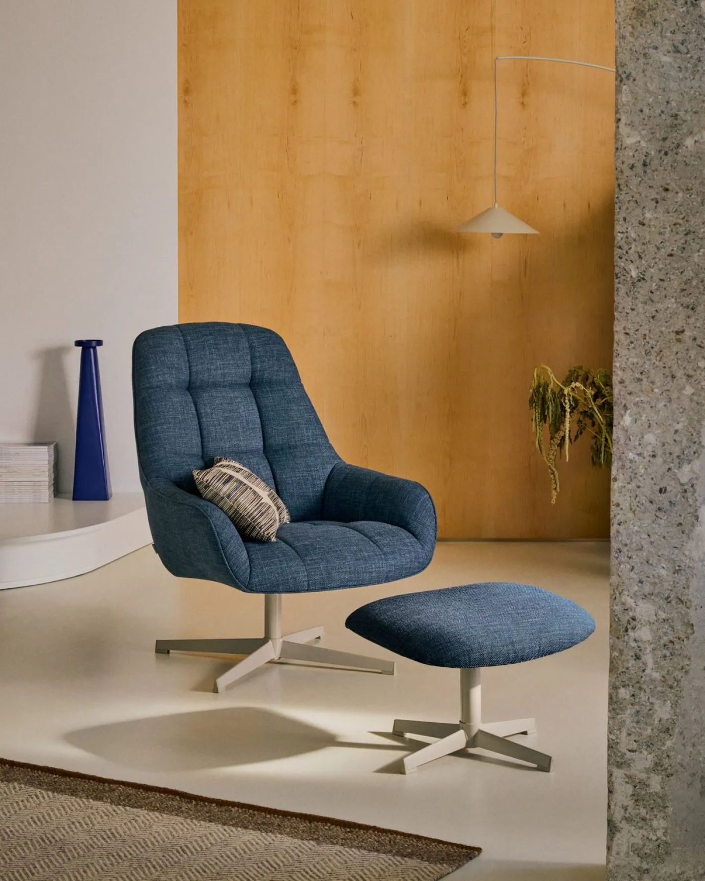 Online Kave Home Jaspe Voetenbank Blauw