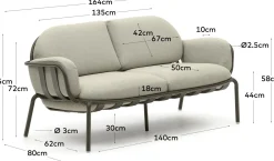 Best Kave Home Joncols 2-Zits Tuinbank Groen, Beige