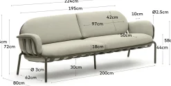 Hot Kave Home Joncols 3-Zits Tuinbank Grijs, Beige