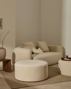 New Kave Home Kaeli Poef Ecru