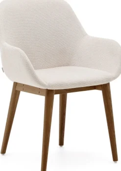 Clearance Kave Home Konna Essenhout Eetkamerstoel Creme, Donkerbruin