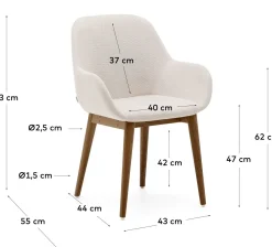 Clearance Kave Home Konna Essenhout Eetkamerstoel Creme, Donkerbruin