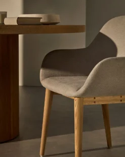 Online Kave Home Konna Essenhout Eetkamerstoel Creme, Naturel