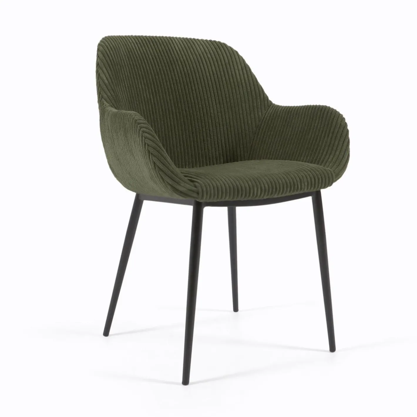Discount Kave Home Konna Staal Eetkamerstoel Donkergroen, Zwart