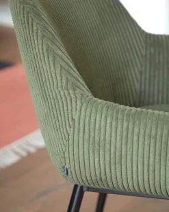 Discount Kave Home Konna Staal Eetkamerstoel Donkergroen, Zwart
