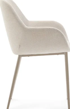Discount Kave Home Konna Staal Eetkamerstoel Beige