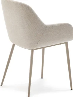 Discount Kave Home Konna Staal Eetkamerstoel Beige