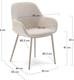 Discount Kave Home Konna Staal Eetkamerstoel Beige