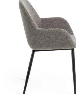 Discount Kave Home Konna Staal Eetkamerstoel Grijs, Zwart