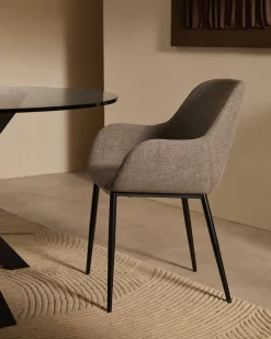 Discount Kave Home Konna Staal Eetkamerstoel Grijs, Zwart