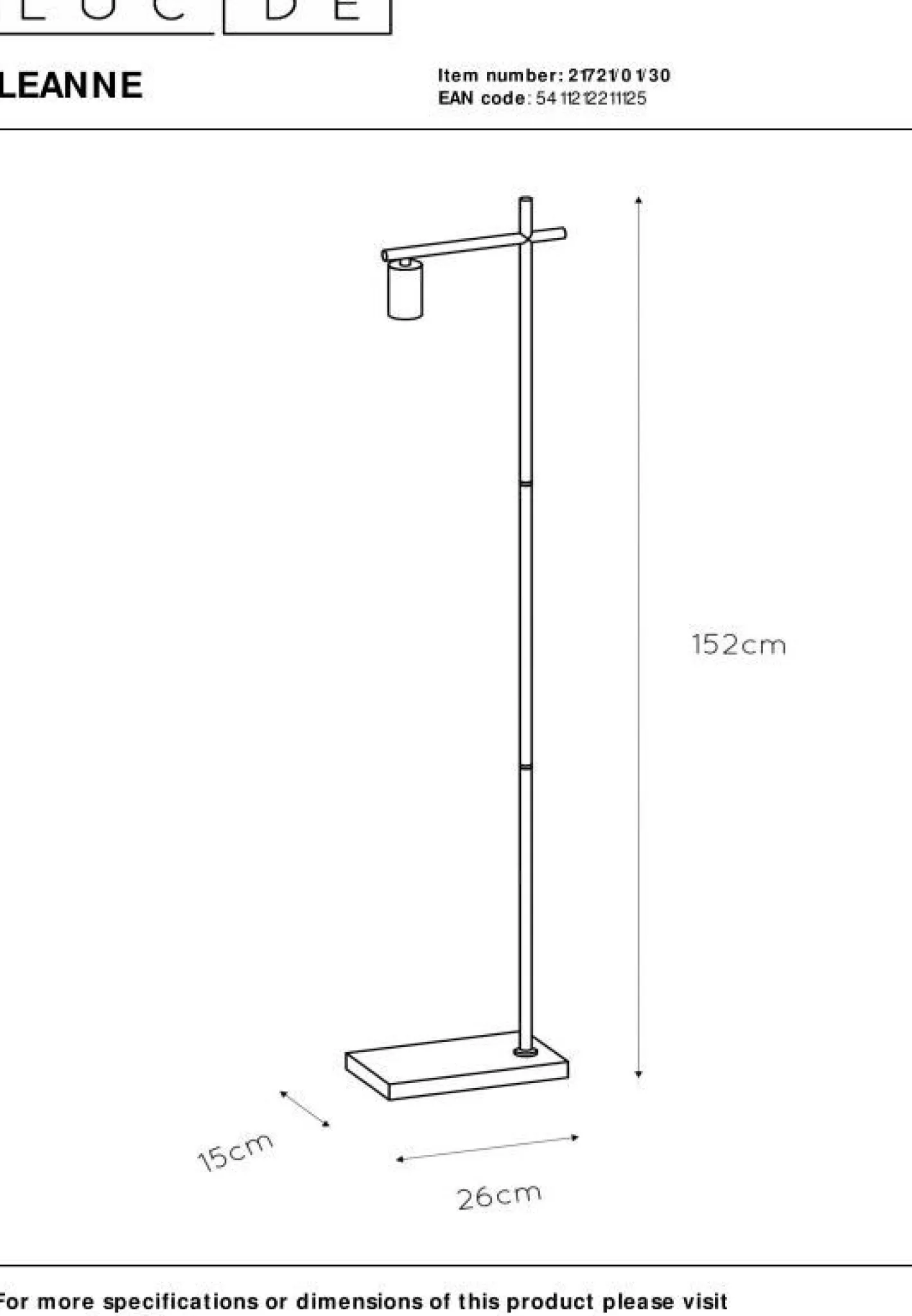 Clearance Lucide Leanne Vloerlamp Zwart