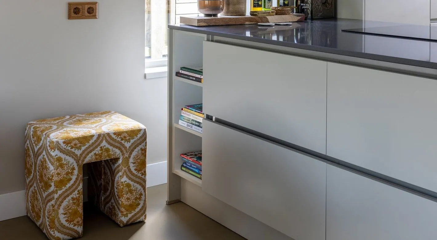 Discount HKLIVING Lobby Hocker Oranje, Geel, Wit