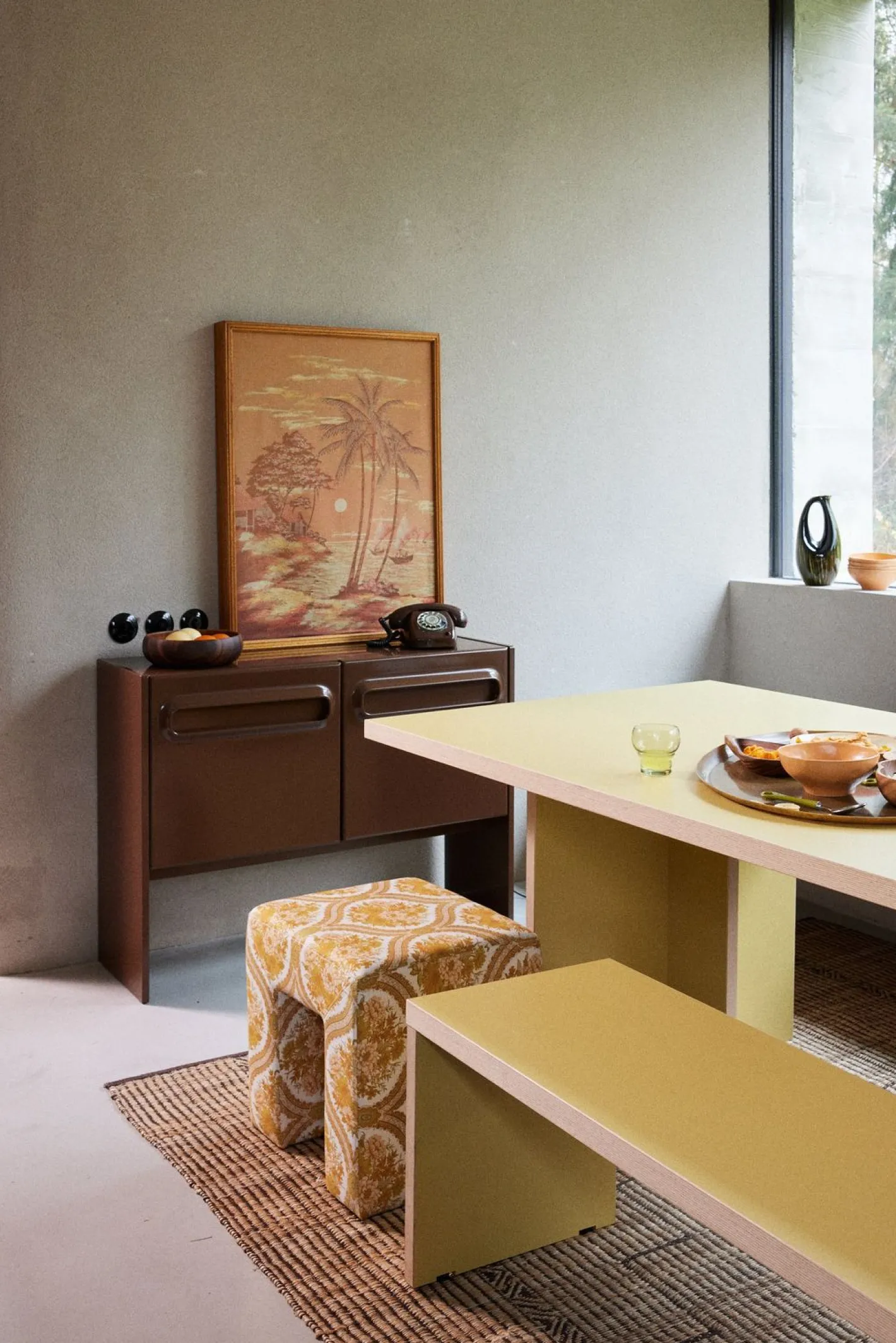 Discount HKLIVING Lobby Hocker Oranje, Geel, Wit