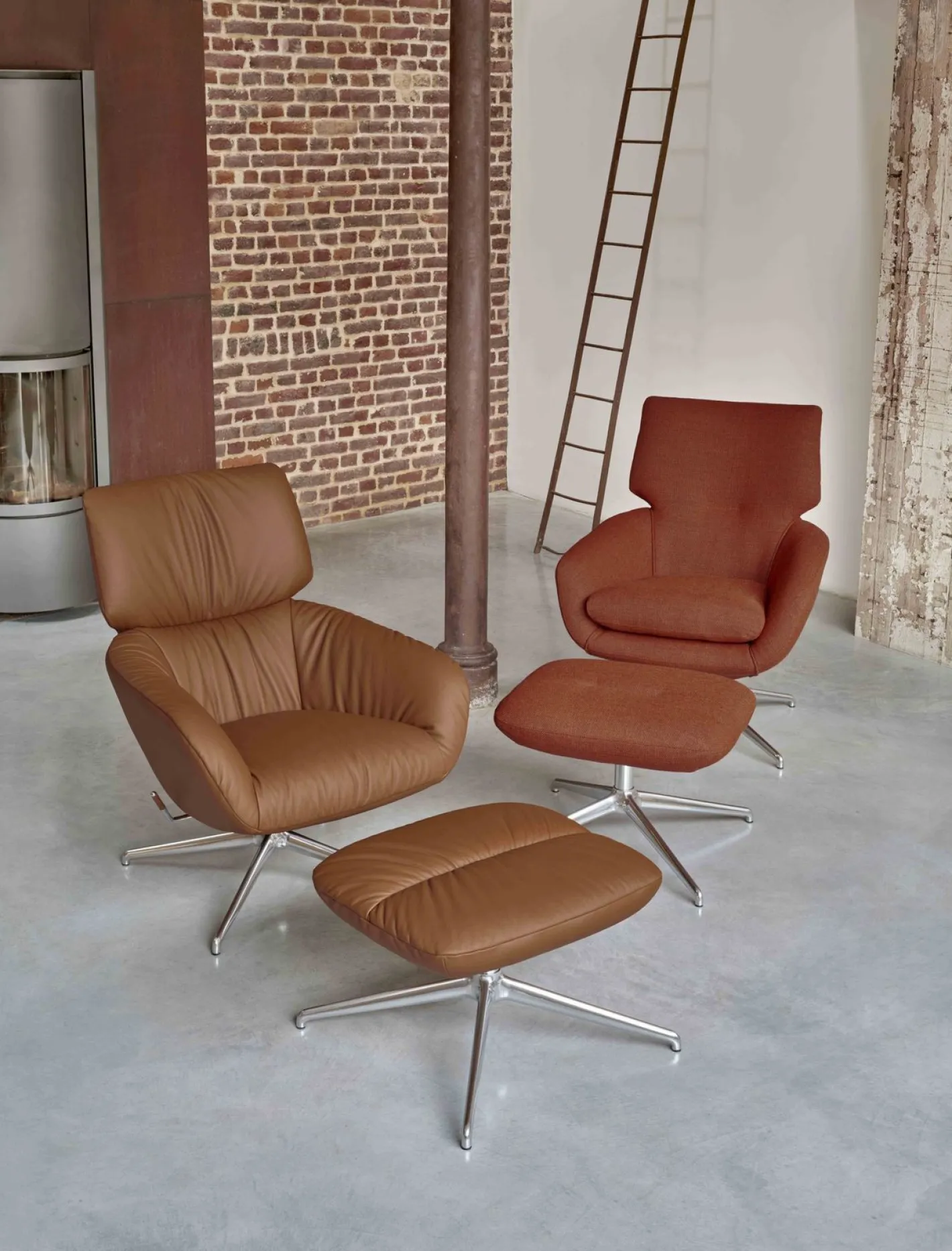 New Leolux Lodey Plus Fauteuil Brown orange