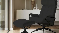 Clearance Stressless London Low Back + hocker Relaxfauteuil Zwart