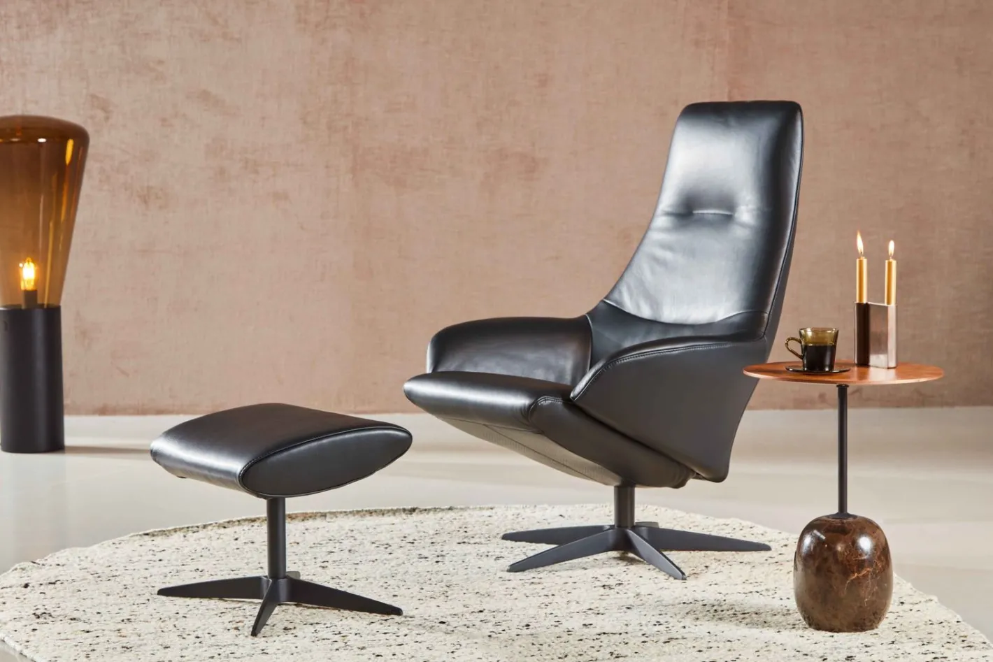 New Gealux Lucid Relaxfauteuil + Hocker Zwart