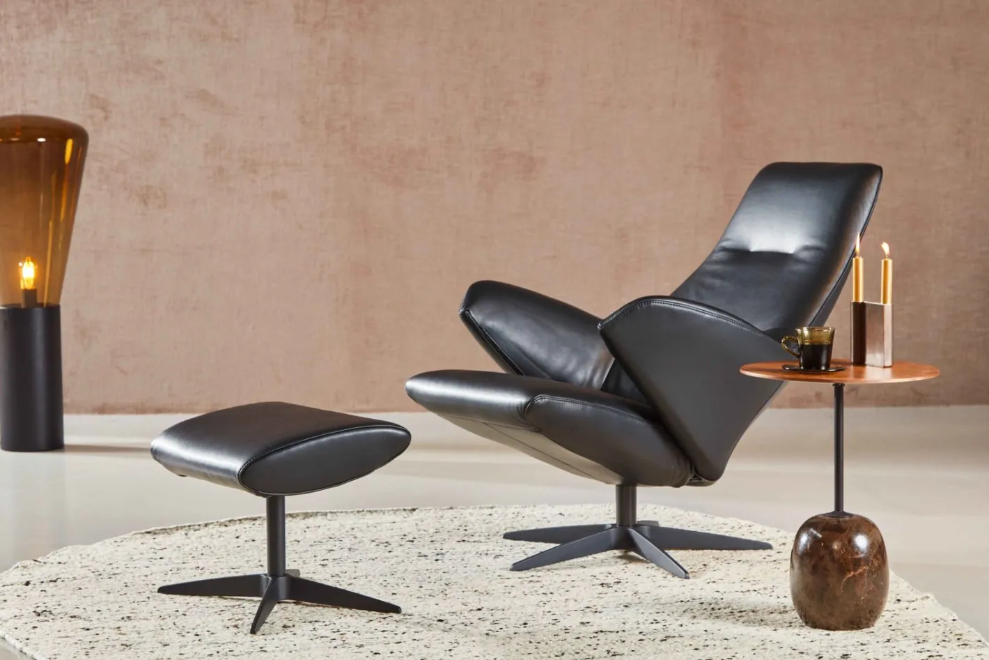 New Gealux Lucid Relaxfauteuil + Hocker Zwart