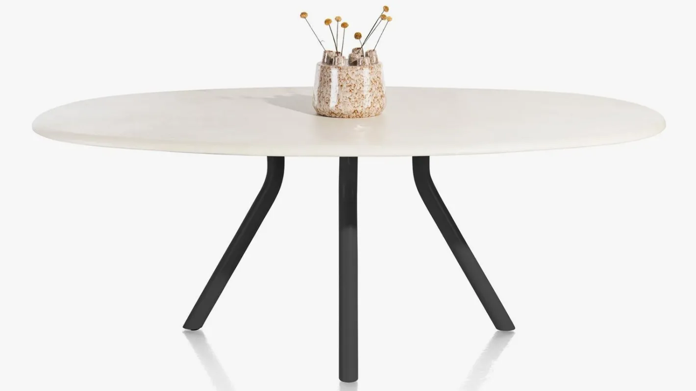 Sale XOOON Lund 4-poot Off Black Eettafel Stone Skin