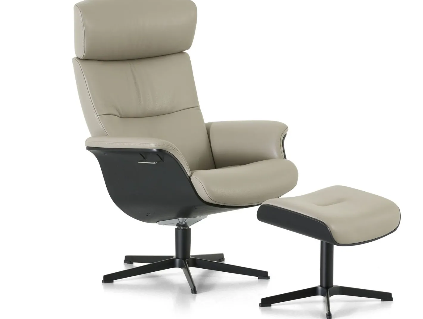 New Montèl Luxor Relaxfauteuil + Hocker Cement