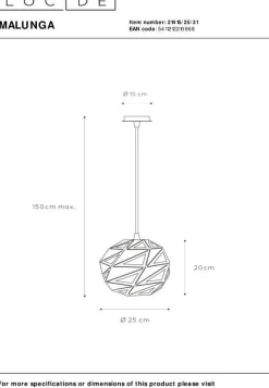 Lucide Malunga Hanglamp Wit