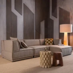 Outlet WOOOD Manu Grove Chenille Hoekbank Naturel
