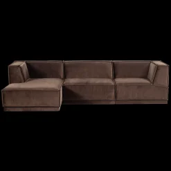 New WOOOD Manu Velvet Hoekbank Bruin