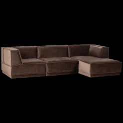 Hot WOOOD Manu Velvet Hoekbank Bruin