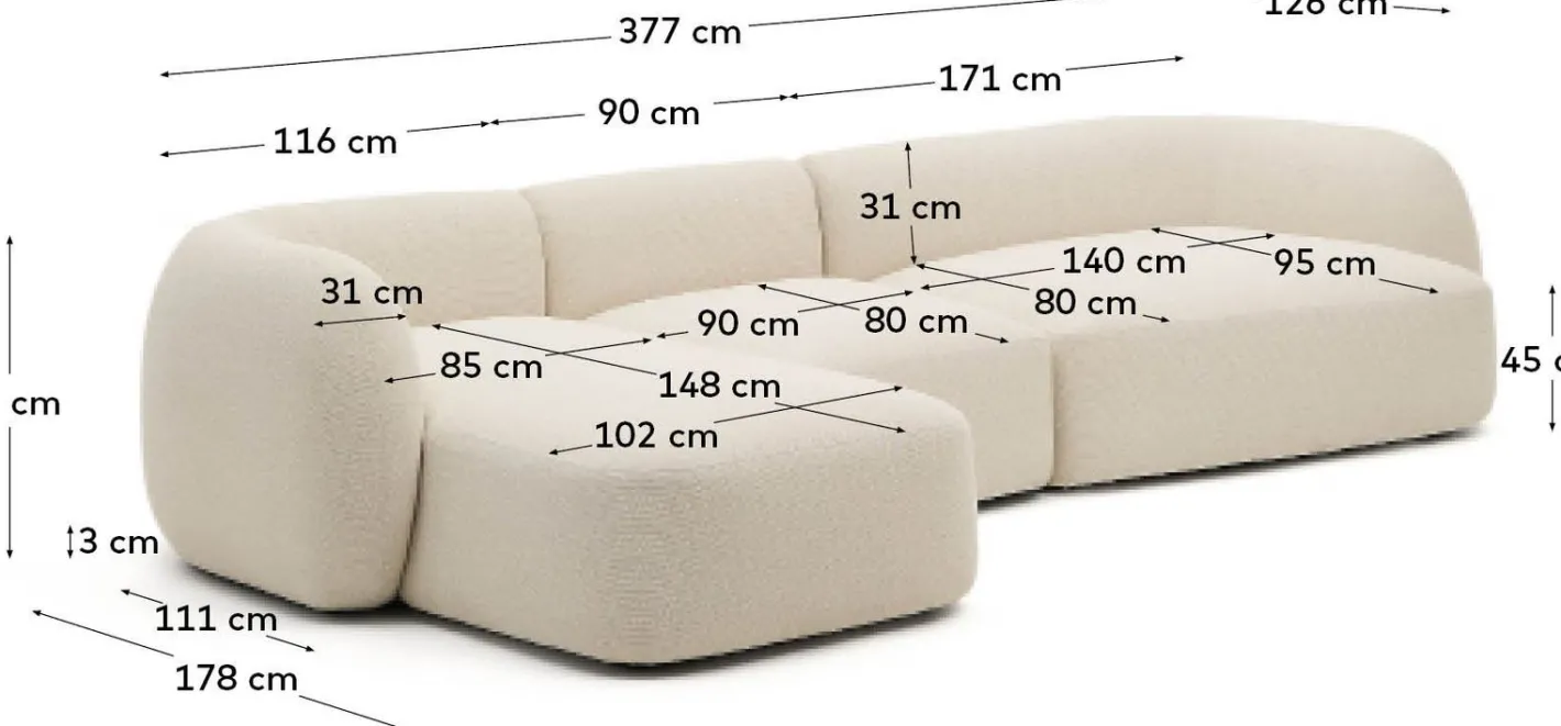 Sale Kave Home Martina Hoekbank Ecru