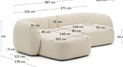 Sale Kave Home Martina 3-Zits Hoekbank Ecru