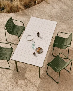 Online Kave Home Maurina Ecru Tuintafel Donkergroen, Ecru