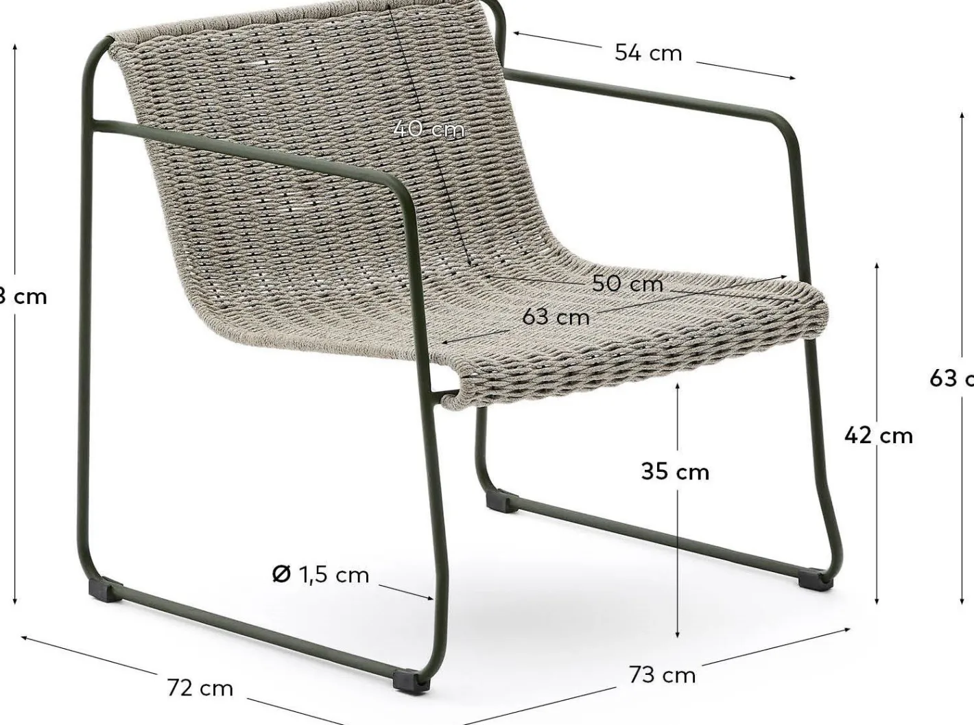Kave Home Maurina Outdoor Fauteuil Grijs, Groen