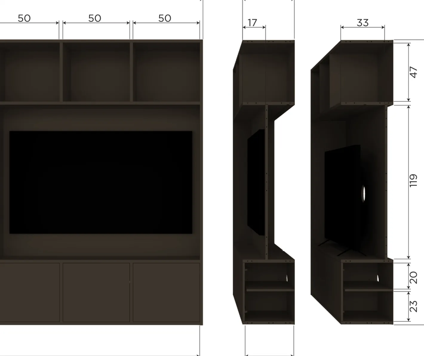 Clearance WOOOD Meggy Tv-meubel Middenbruin